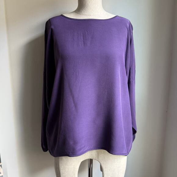 Eileen Fisher Vintage Purple Silk Blouse Women’s S/M Minimalist Top - Picture 2 of 8